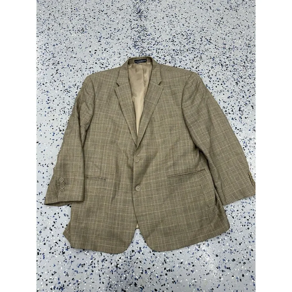 Tommy Hilfiger Plaid Wool 2‎ Button Blazer Mens 46R Made In USA